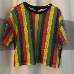 PLUS SIZE FOREVER 21 MESH Rasta Crop Top